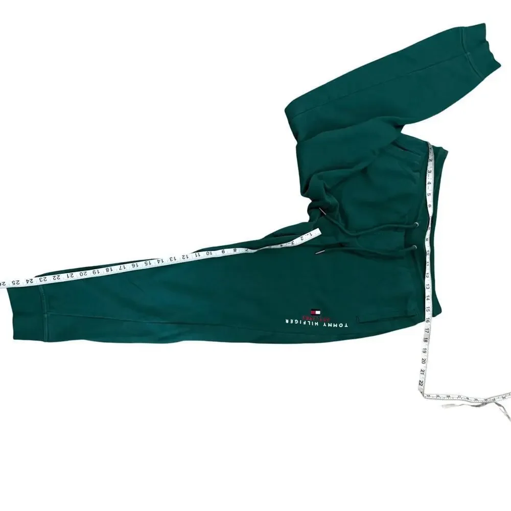 Tommy Hilfiger Joggers M Green Sweats Drawstring Cotton Athlesiure Preppy